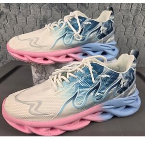 Fashion 2024 Blue Pink Ombre Blade Running Sneakers Mesh Lace Up Size 41